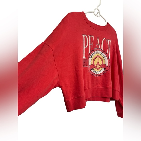 Chaser pink Peace Academy pullover cropped sweatshirt. NWT - Picture 3 of 6